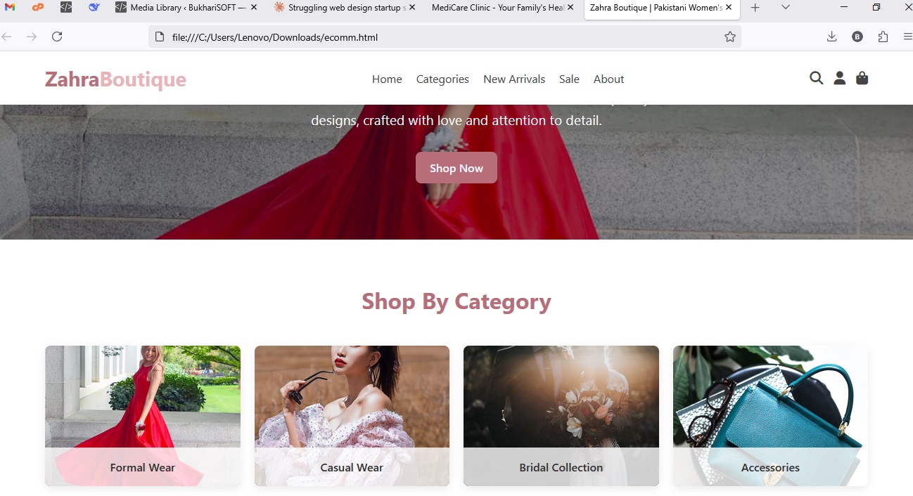 Zahra Boutique Retail Website